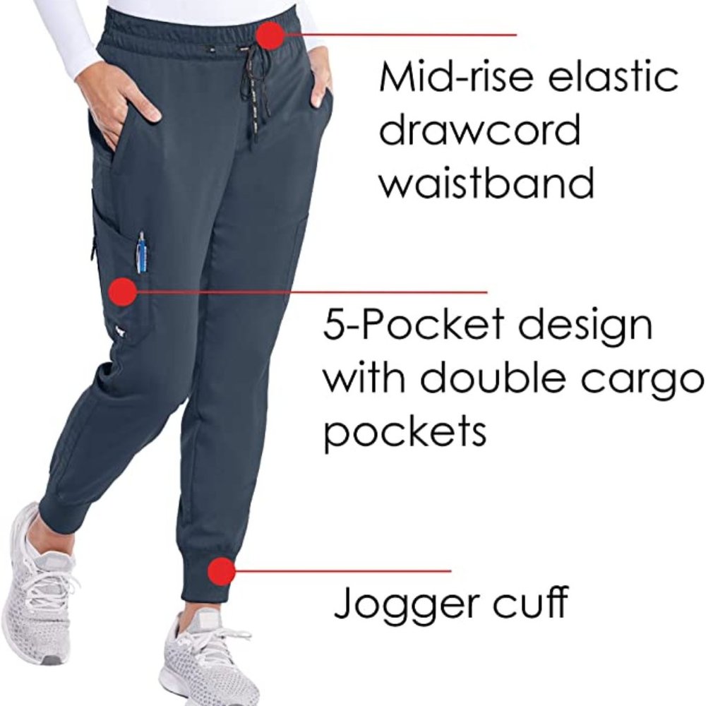 BARCO Grey's Anatomy Women's Kira Jogger Scrub Pant w/ 5 Pockets - Steel